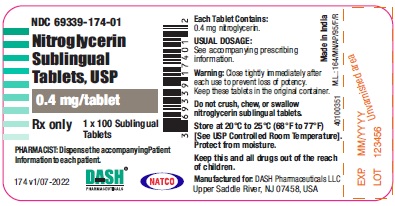 Nitroglycerin Nitrostat Sublingual Nitrate Tabs 0.4mg Dash Pharma by Dash Pharmaceuticals  ID 69339-0174-01